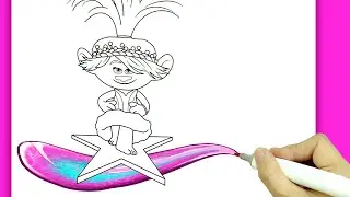 Coloring Queen Poppy Fashion - Trolls 3 Band Together Movie