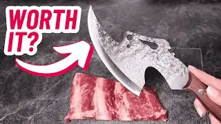 BOMASS Viking Meat Cleaver Knife Review | Hand-Forged High Carbon Steel Butcher Kitchen Axe Test