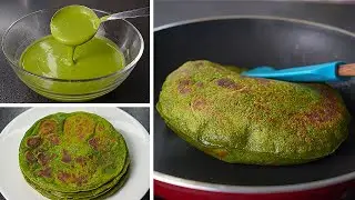 PALAK PARATHA RECIPE WITH LIQUID DOUGH | NO KNEADING, NO ROLLING SPINACH PARATHA RECIPE