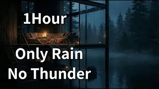 1 Hour Rainy Night in a Cozy Lakehouse Loft | Only Rain, No Thunder 🌧