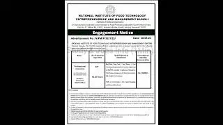 📌National Institute of Food Technology Entrepreneurship and Management Kundli Recruitment|AGRI JOBS|