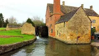 Peaceful Waterfall Beside Historic Water Mill | Lower Slaughter Cotswolds Nature Ambience