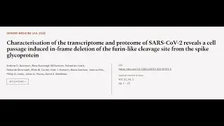 Characterisation of the transcriptome and proteome of SARS-CoV-2 reveals a cell passa... | RTCL.TV