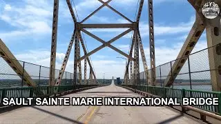 4K Sault Sainte Marie International Bridge - Ontario, Canada to Michigan, United States Of America