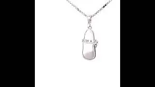 Natural Diamond Necklace 10K Solid White Gold .01ct Sandal Necklace Flip-Flop Pendant Beach Necklace