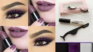 Quick drugstore purple eyes makeup tutorial purple brown eyes makeup bridal makeup simple look