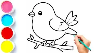 Bird Drawing Easy | Bird Sitting on a Branch Drawing | Draw Smart