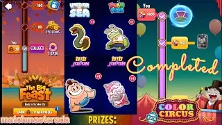 Match Masters, Color Circus Rush Completed, The Big Feast, Free Coin, Free Booster, Collect Prizes.