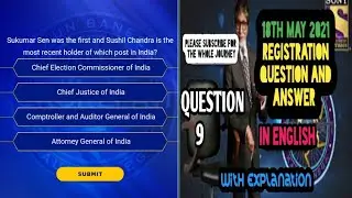 18th May 2021 KBC REGISTRATION 13|kbc Today Question And Answer|