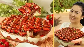 IMPOSSÍVEL RESISTIR A ESSA SOBREMESA- BOMBOM DE MORANGO NA TRAVESSA-SUPER CREMOSO- DIKA DA NAKA