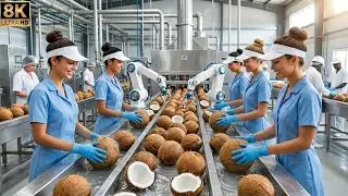 Inside The BIGGEST Coconut Farm & Factory - From Tree to Harvest (Full Process)