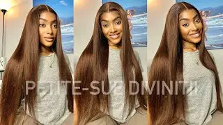 SUPER SLEEK CHOCOLATE BROWN STRAIGHT 13X4 Lace Front Wig ft. Geeta Hair  | PETITE-SUE DIVINITII
