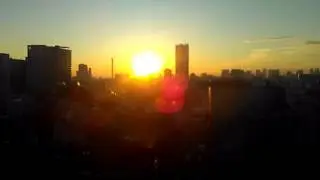 The morning sunrise timelapse from Shinjuku Tokyo, Japan