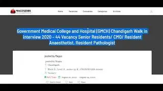 Government Medical College and Hospital Chandigarh | GMCH jobs | Walk in interview 2020 | 44 Vacancy