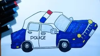 How to draw Police car|Easy drawing for kids|Kids drawing