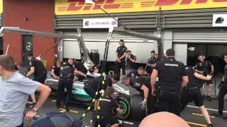 Mercedes pitstop practice at 2015 Belgian Grand Prix