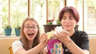 Greek tries Bulgarian snacks