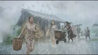 CAN YOU SLEEP IN THIS? ⛈️ Heavy Rain & Thunder in Indonesian Village | Rain Walk Village ⛈️