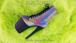 Pleaser USA Flamingo 1020 Reflective 8 Inch Heel Ankle Boots
