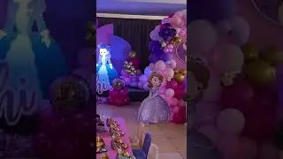 Sofia the first themed Birthday Party | Stage and Balloon Set-up #shortvideo