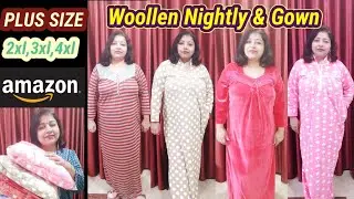 Woollen Plus Size Nighty/Maxi & Gown🍁2xl, 3xl and 4xl Winter Wear Nighty/Maxi & Gown🍁Amazon