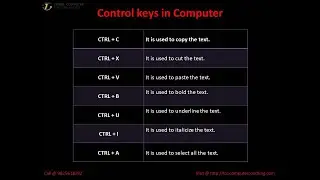 Control Shortcut Keys in Computer