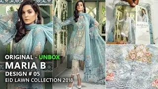 Maria B Eid Collection 2018 - Unbox Lawn D05 Blue- Pakistani Branded Dresses