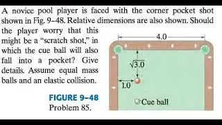 A novice pool player is faced with the corner pocket shot shown in Fig. Relative dimensions are