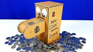 How to make Mini Coin Saving Bank from Cardboard | DC Motor Conveyor Belt Machine