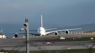 Airbus A380 - Super Jumbo - Spectacular Landing and Rollout - Manchester - Emirates EK-17