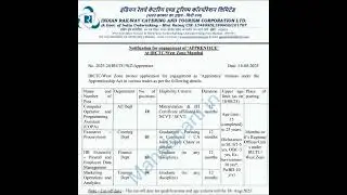 Indian Railways (IRCTC) Apprentice Trainees Opportunities #job #career