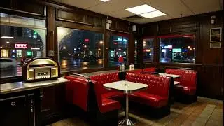 Midnight Diner Rain | Soft 1950s Jazz & Neon Night Ambience