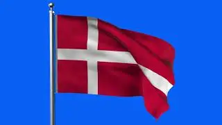 DENMARK FLAG ANIMATION GREEN SCREEN (4K LOOP VIDEO)