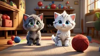 Two Tiny Kittens Play with Yarn | Kitten Song for Kids | Counting & Animal Fun Nursery Rhyme