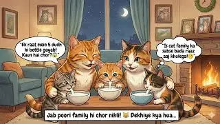 Cat Family&rsquo;s Midnight Secret Exposed! 🥛 Funny Animal Story for Kids&rdquo;