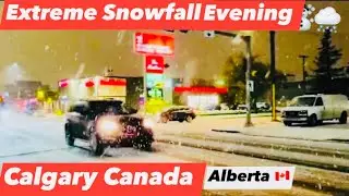 Extreme Snowfall in Canada | Calgary Downtown & surroundings, Alberta | Cold Canada 🇨🇦 .