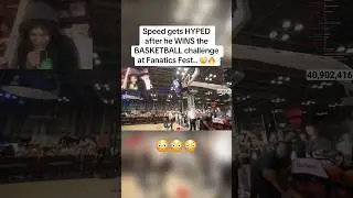 Speed gets HYPED after he wins the Basketball challenge at Fanatics Fest.. 😳 #ishowspeed