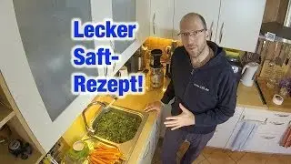 Rezept: Gr&uuml;ner Saft mit Gr&uuml;nkohl, Karotten & Zitrone (Vegane Rohkost) [VEGAN]