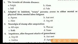 Very important Materia Medica (Homeopathy) MCQ || AIAPGET , UPSC MO