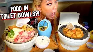 EATING FOOD OUT OF A TOILET BOWL?! Modern Toilet Restaurant in Taipei, Taiwan!! #RainaisCrazy