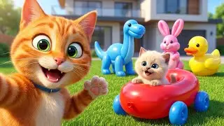 Mama Cat Teaches Kitten How To Make Balloon Toys At Home