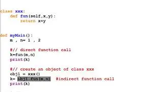 Python class definition, instantiating an object and indirect function call