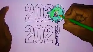 Escape from Coronavirus / new year drawing 2021 ASMR / covid 19 painting (hard)