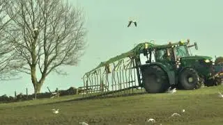 Slurrying with John Deere and mounted Umbilical  dribble bar 24 03 2025