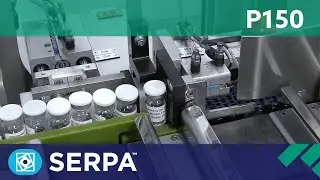 P150 Intermittent Cartoner running vials with u-fold leaflet inserter