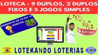 LOTECA - 9 Duplos, 2 Duplos Fixos 7 Duplos Vari&aacute;veis  e 5 Jogos Simples (Garantia de 13 ou 14 Pts)