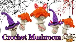 👻Crochet Halloween Ideas || How to Crochet a Toadstool Mushroom Halloween Ornaments