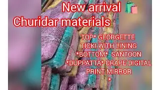 CHURIDAR MATERIALS 🛍️GEORGETTE  TICKI WITH LINING/BOTTOM SANTOON/DUPPATTA CRAPE DIGITAL PRINT MIRROR