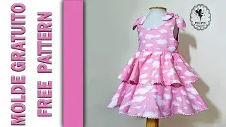 Vestido com Ombro Amarrado - Molde Gratuito 2 a 6 anos