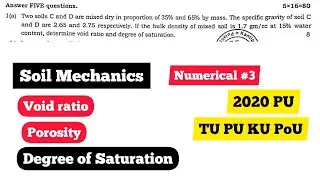 Soil Mechanics Numerical | 2020 PU | Gmix problem | Porosity | Void ratio | deg.of Saturation | TU